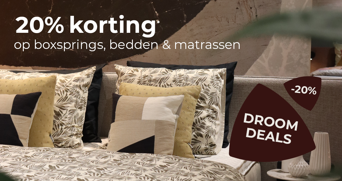 droomdeals korting bedden matrassen boxsprings